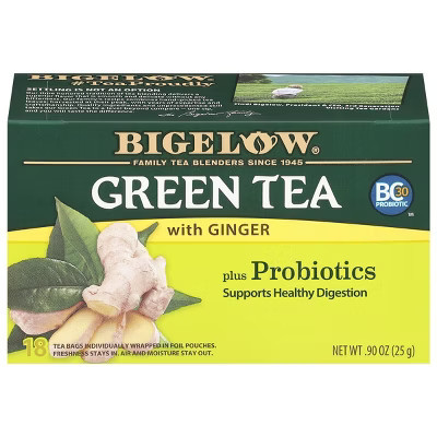 Bigelow Green Tea with Ginger Plus Probiotics Tea Bags - 18ct | Target
