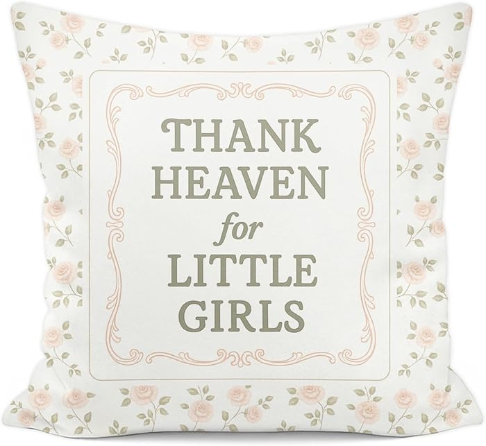Thank Heaven for Little Girls Pillow Covers 18x18, Christian Girl Nursery Decor, Vintage Farmhous... | Amazon (US)