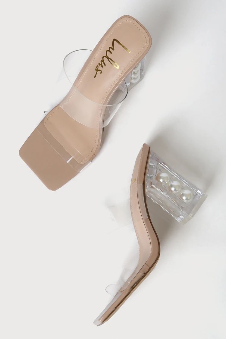 Azaleana Light Nude Clear Vinyl Pearl High Heel Sandals | Lulus (US)