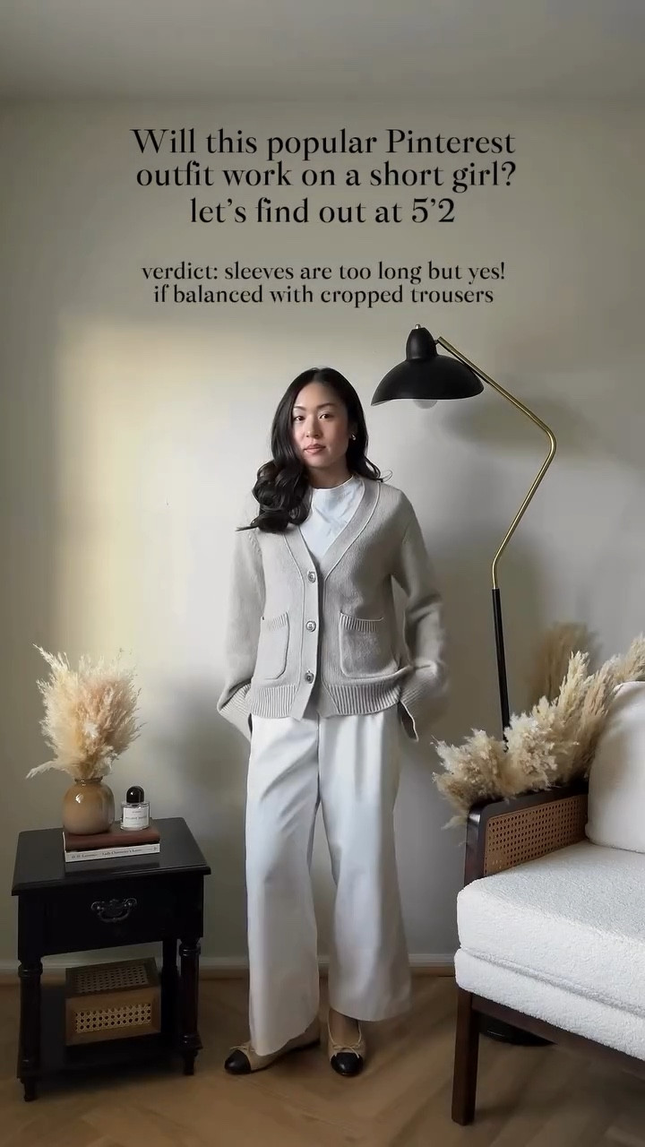 neutrals 🤝 transitional weather 🤎 if you haven’t invested in a neutral button up cardigan for your closet yet, I HIGHLY recommend, capsule closet approved! Not only is this versatile for the spring, it’s a returning fall favorite that will keep your outfits rotating as a trans-seasonal essential! 🙈 short girls tip! Make sure those trousers are cropped at or above the ankle to balance out those long sleeves! 

🔗 Outfit specifics always linked in bio → LTK @amandacapsulewardrobe
⸻

#recreatingpinterestoutfits #oldmoneyoutfits #pintereststyle #shortgirlstyle #capsulecloset recreating Pinterest outfits, recreating popular Pinterest style, recreating influencer outfits, is it the outfit or is she just tall, Pinterest outfit inspiration, elegant style, capsule closet inspiration, how to style a button up cardigan, how to style white trousers, chic outfit inspo, transitional weather outfit ideas, Chanel ballet flats outfits, Pinterest outfit inspo, short girl styles, petite styling, 5’2” height, timeless outfit ideas