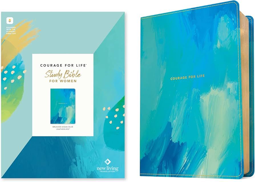 NLT Courage For Life Study Bible for Women (LeatherLike, Brushed Aqua Blue, Filament Enabled) | Amazon (US)