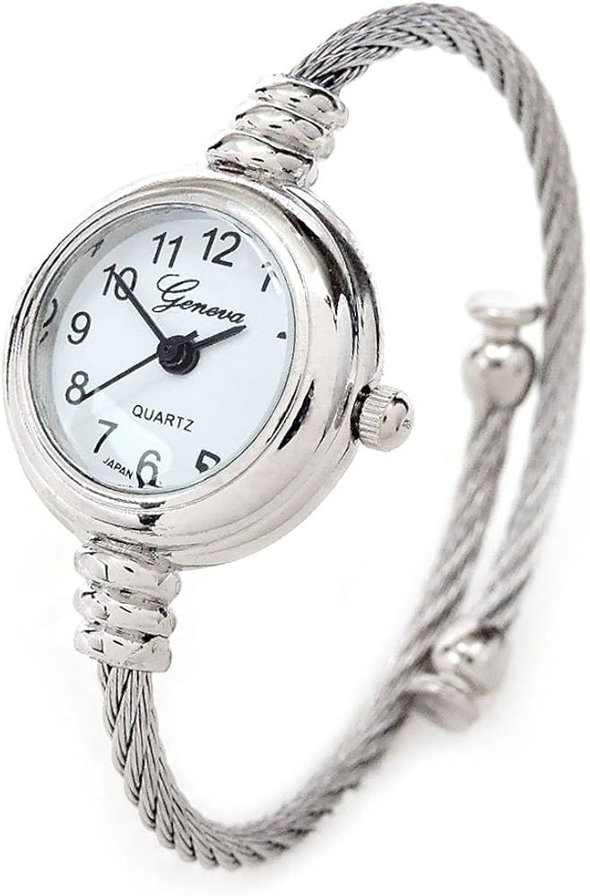 Geneva STC Silver Cable Band Women's Small Size Bangle Watch | Amazon (US)