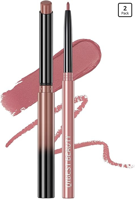 QiBest Nude Rose Pink Matte Lipstick with Lip Liner Makeup Set for Women, Cream Lip Stick and Lip... | Amazon (US)