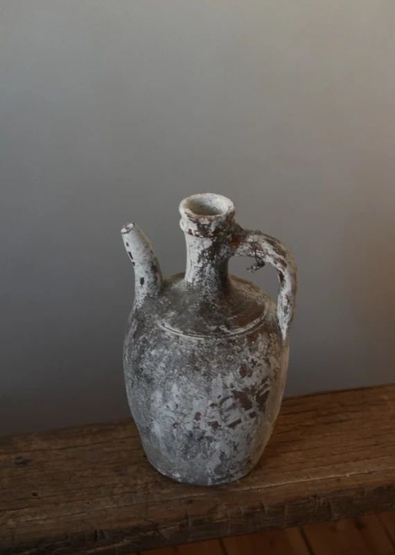 Antique pitcher with spout | Whitewashed pot urn | Etsy (UK)