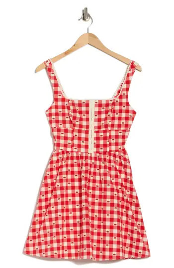 Avec Les Filles Gingham Cherry Fit & Flare Minidress in Cherry Gingham at Nordstrom Rack, Size 4 | Nordstrom Rack