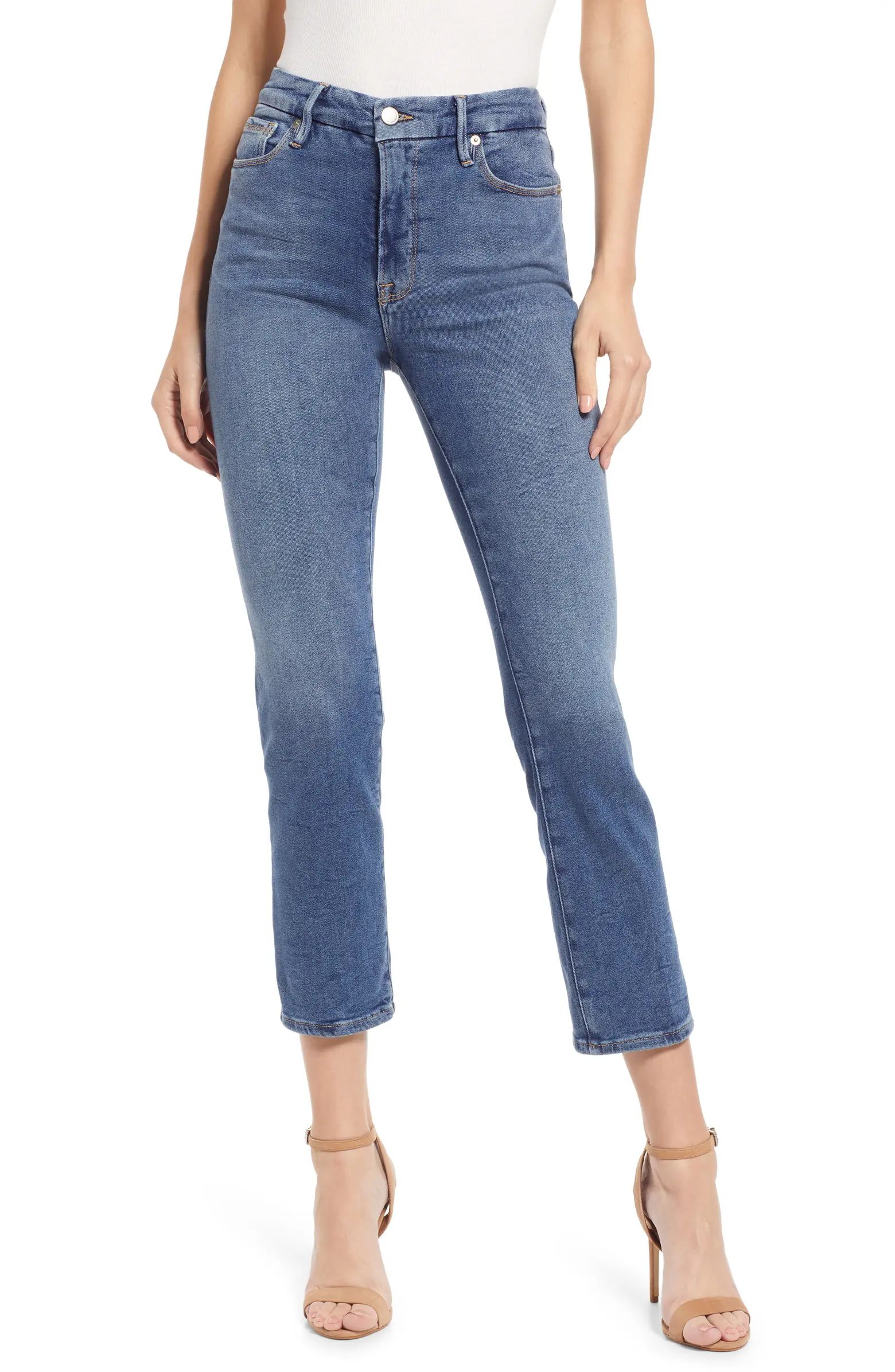 Good American Good Straight Ankle Straight Leg Organic Cotton Jeans | Nordstrom | Nordstrom