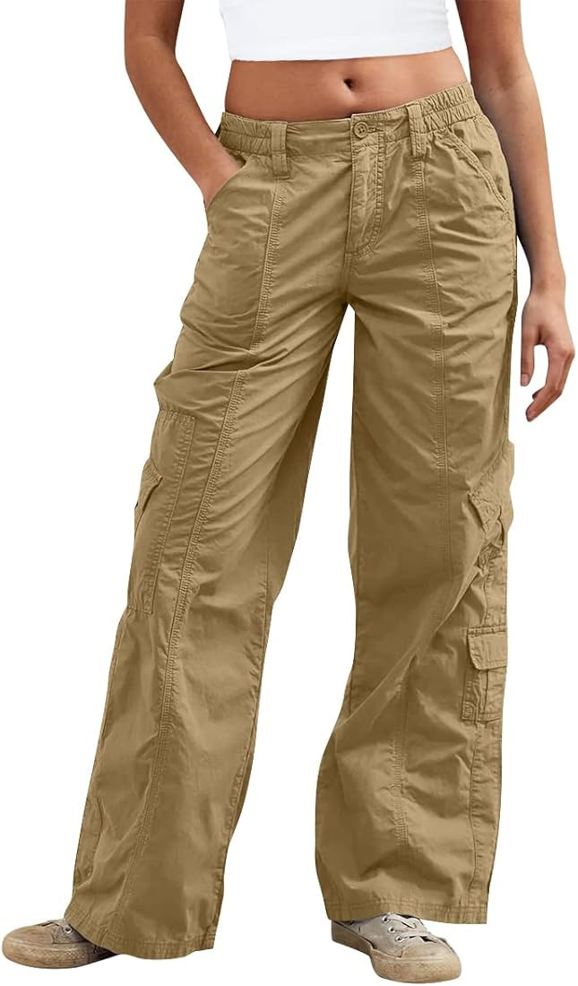 AUTOMET Womens Baggy Cargo Pants y2k Jeans Low Waist Parachute Pants Teen Girls Wide Leg Trousers... | Amazon (US)
