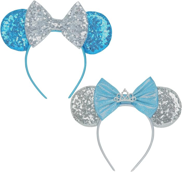 2 Pcs Mouse Ears Headbands - Sequin Bow Mouse Ears Suitable for Daily Wear, Amusement Park Trips,... | Amazon (US)