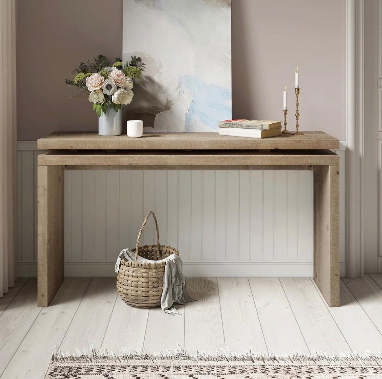 I love a simple setup like this. And this console table is right at $300! It is perfection!

console table, entryway decor, neutral home decor, warm wood furniture, modern neutral style, simple styling, everyday home, LTK home finds

#LTKSaleAlert #LTKHome