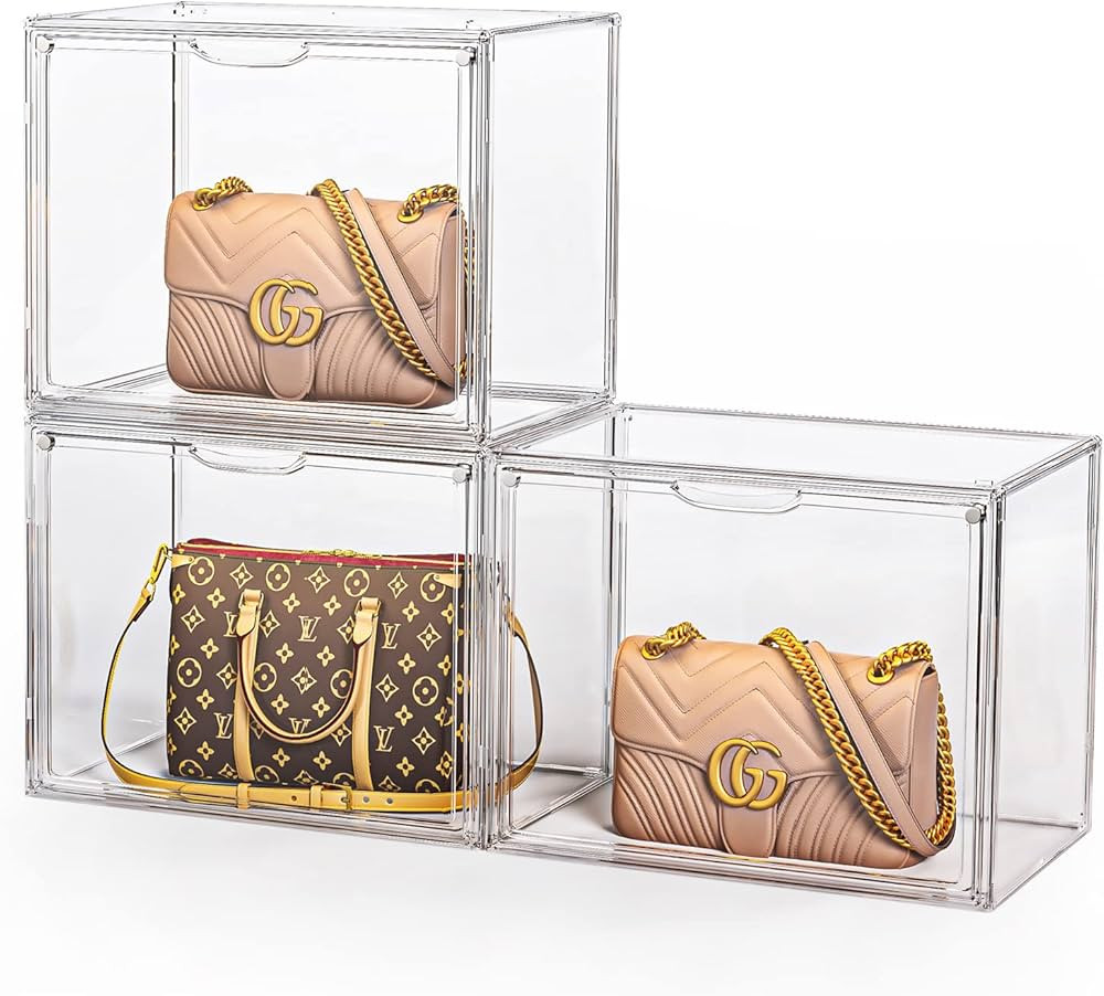 Clear Handbag Storage Organizer for Closet, 3 Packs Acrylic Display Case for Purse/Handbag, Plast... | Amazon (US)