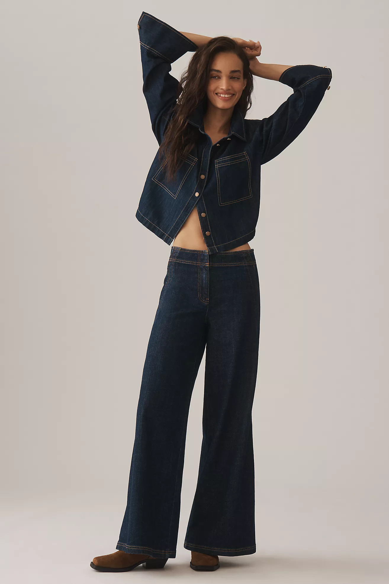 Maeve Scallop-Edge High-Rise Wide-Leg Jeans | Anthropologie (US)