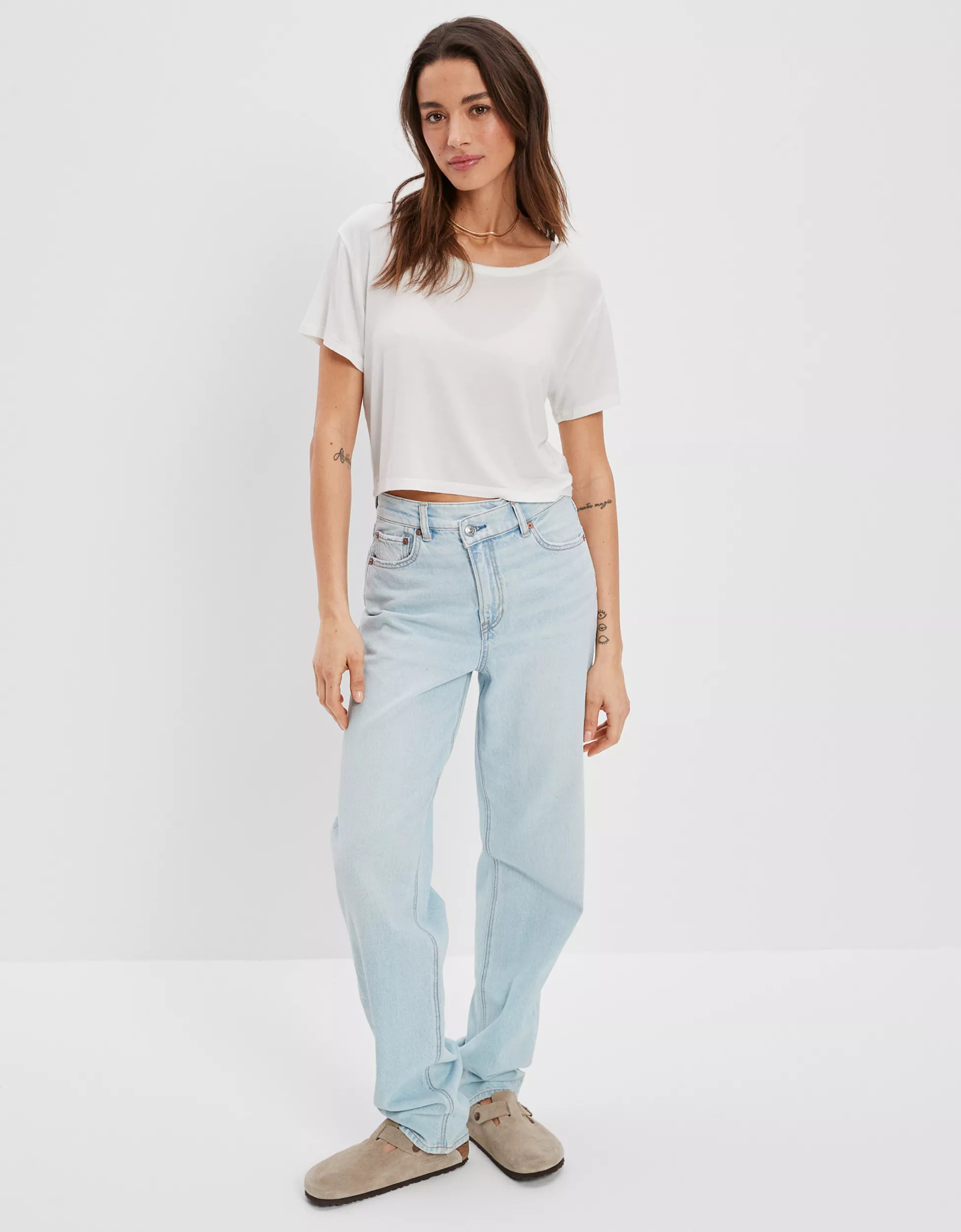 AE Soft & Sexy Cropped Open-Back T-Shirt | American Eagle Outfitters (US & CA)