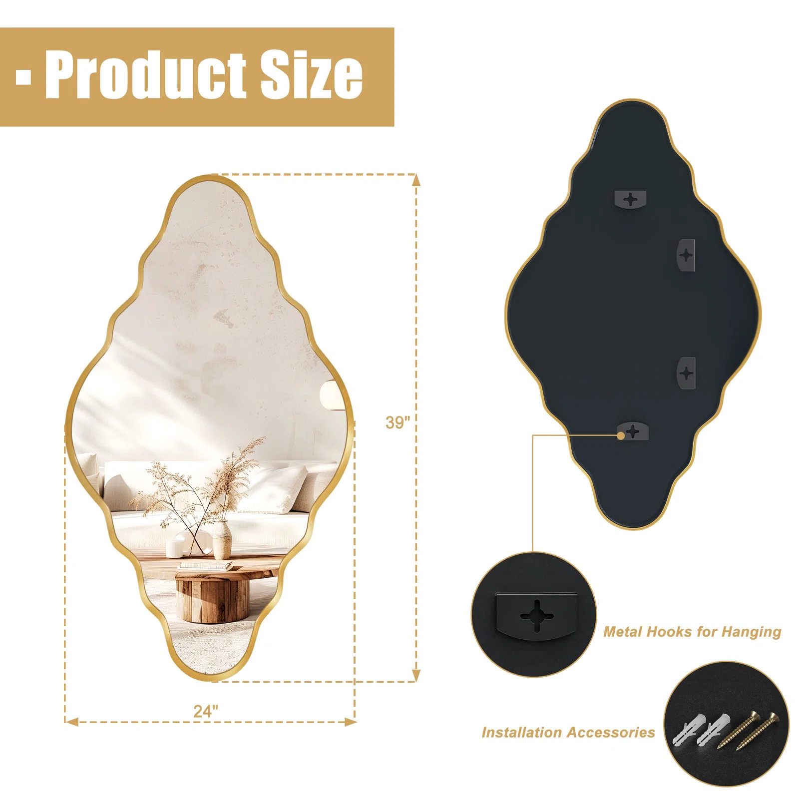 Scalloped Metal Framed Decorative Irregular Wall Mirror | Wayfair North America