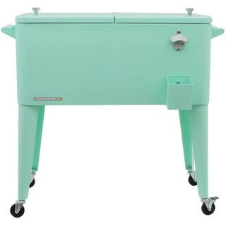 PERMASTEEL 80 qt. Mint Green Classic Outdoor Rolling Patio Cooler with Wheels and Handles PS-203-... | The Home Depot