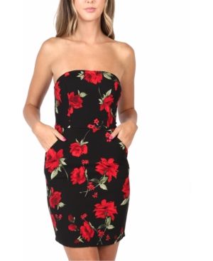 B Darlin Juniors' Strapless Floral-Print Dress | Macys (US)