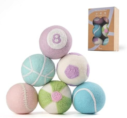 Wool Dryer Balls XL Size 6 Pack - Cute Dryer Balls with Ball Patterns Natural New Zealand Wool Ba... | Amazon (US)