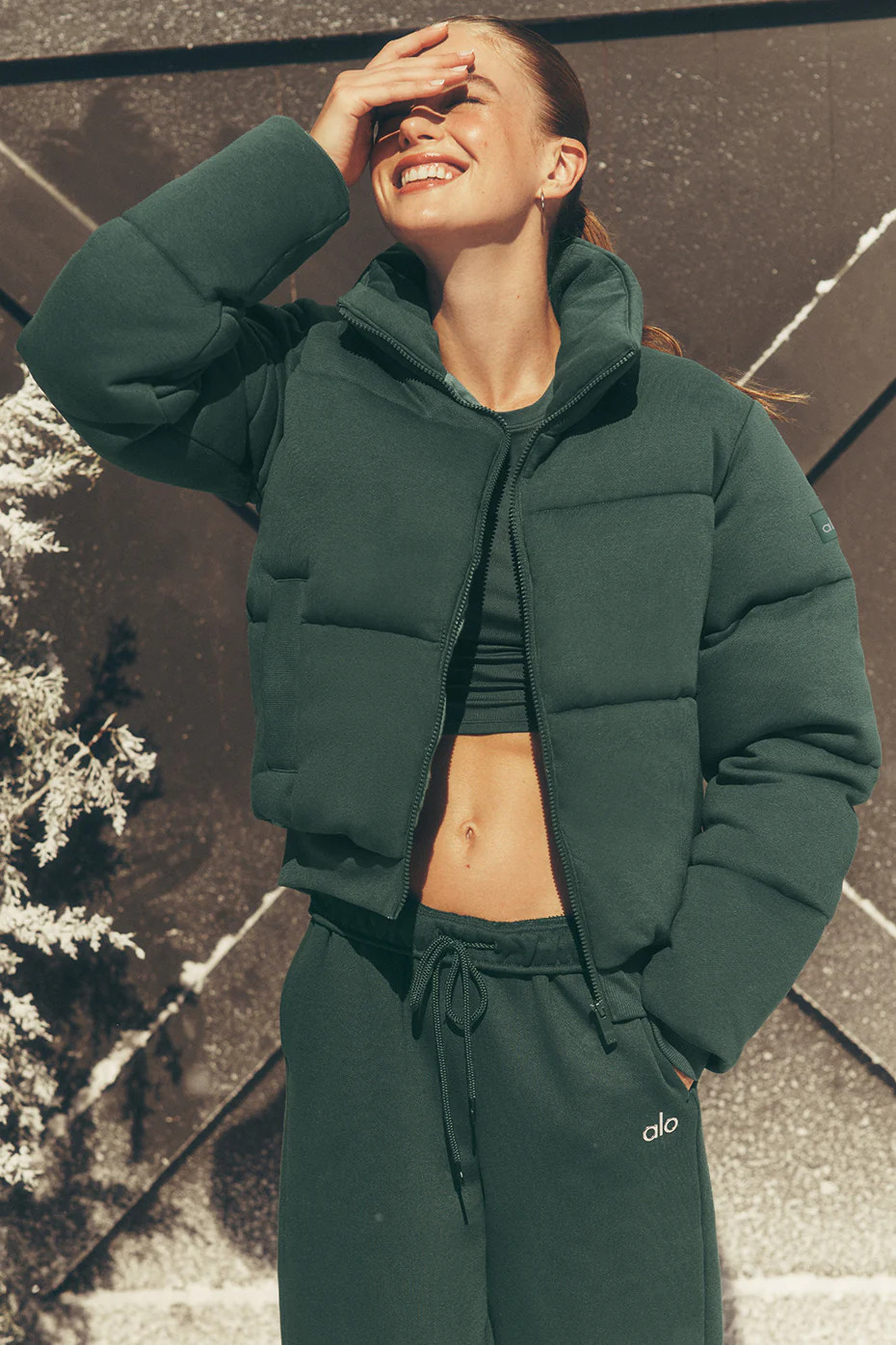 ALO | Sweatshirt Puffer in Clover Green, Size: Small | Alo Yoga (US)