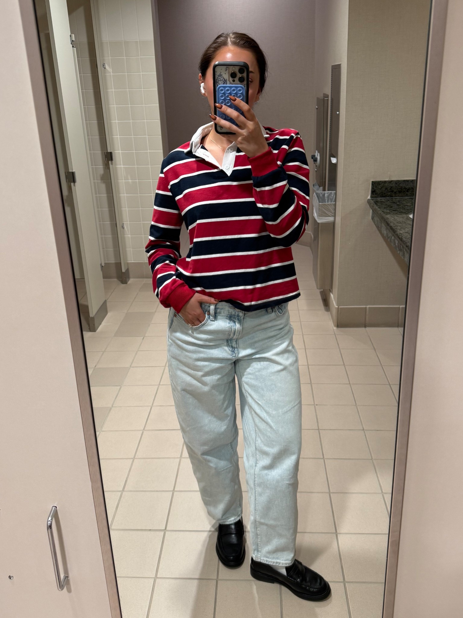 Stripe polo with loafers fall outfit 

#LTKU #LTKNYFW #LTKFindsUnder100