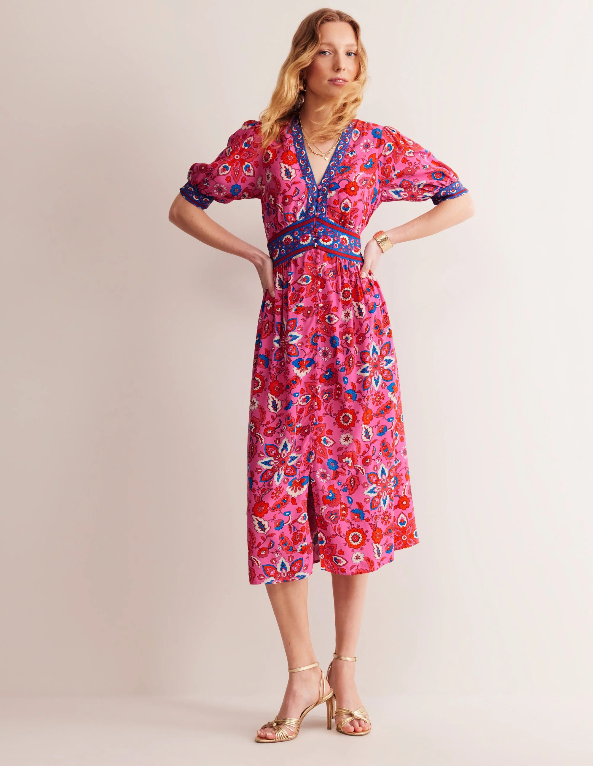 Elsa Midi Tea Dress-Sangria Sunset, Hotch | Boden (US)
