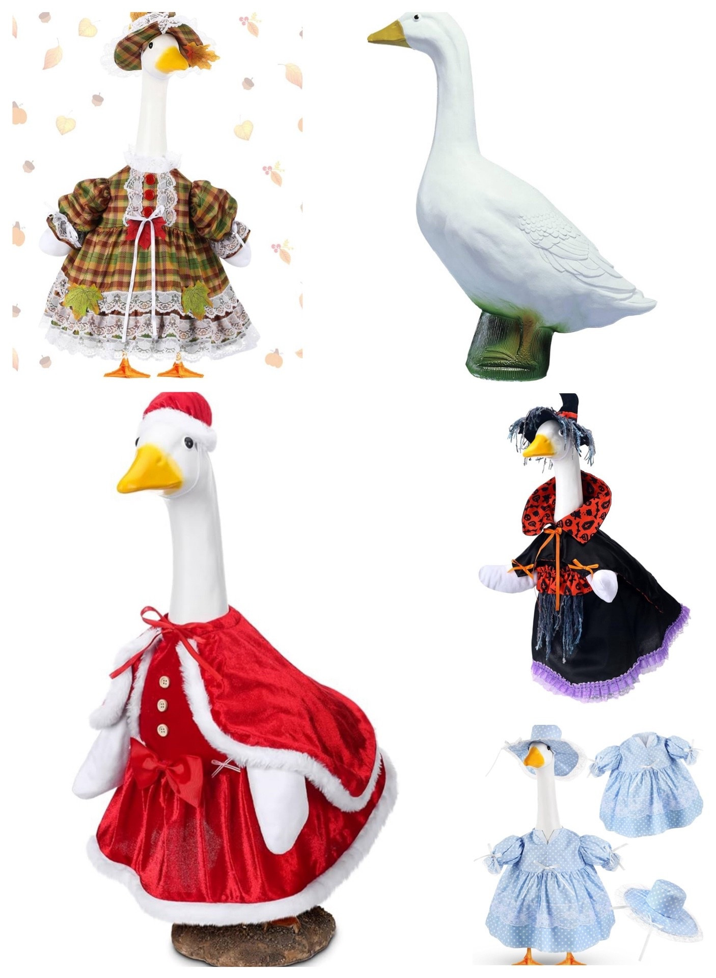 Bring timeless charm to your porch, entryway, or garden with the classic Union Products white goose statue 🪿✨. At 23” tall, this outdoor goose is the perfect size for dressing up in seasonal goose outfits all year long. Swap her looks for every occasion—🍂 a plaid fall dress with bonnet, 🎃 a witch costume for Halloween, 🎅 a Santa dress for Christmas, or 🌸 a sweet spring bonnet and polka dot dress.

This decorative garden goose makes a playful and nostalgic addition to your outdoor décor, while the plastic, weather-resistant material ensures it lasts season after season. Style it on your front porch, patio, or garden bed for a touch of whimsy that will delight neighbors and guests.

Perfect for holiday decorating, farmhouse style front porch décor, and year-round outdoor accents. Collect different goose clothes and costumes to give your goose a fresh look each month!


#LTKFindsUnder50 #LTKFindsUnder100 #LTKHome