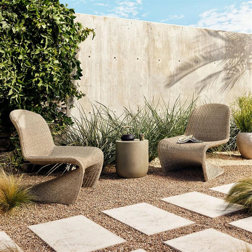 Ivanna Coastal Beach Beige Woven Wicker Outdoor Lounge Chair | Kathy Kuo Home