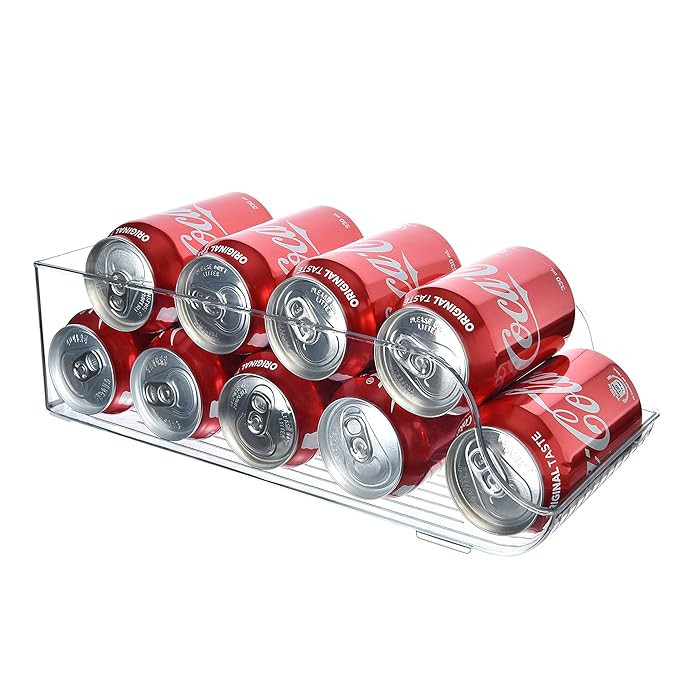 Ambergron Fridge Can Dispenser Organizer, Clear Plastic Soda, Beverage, Canned Food Container Bin... | Amazon (US)