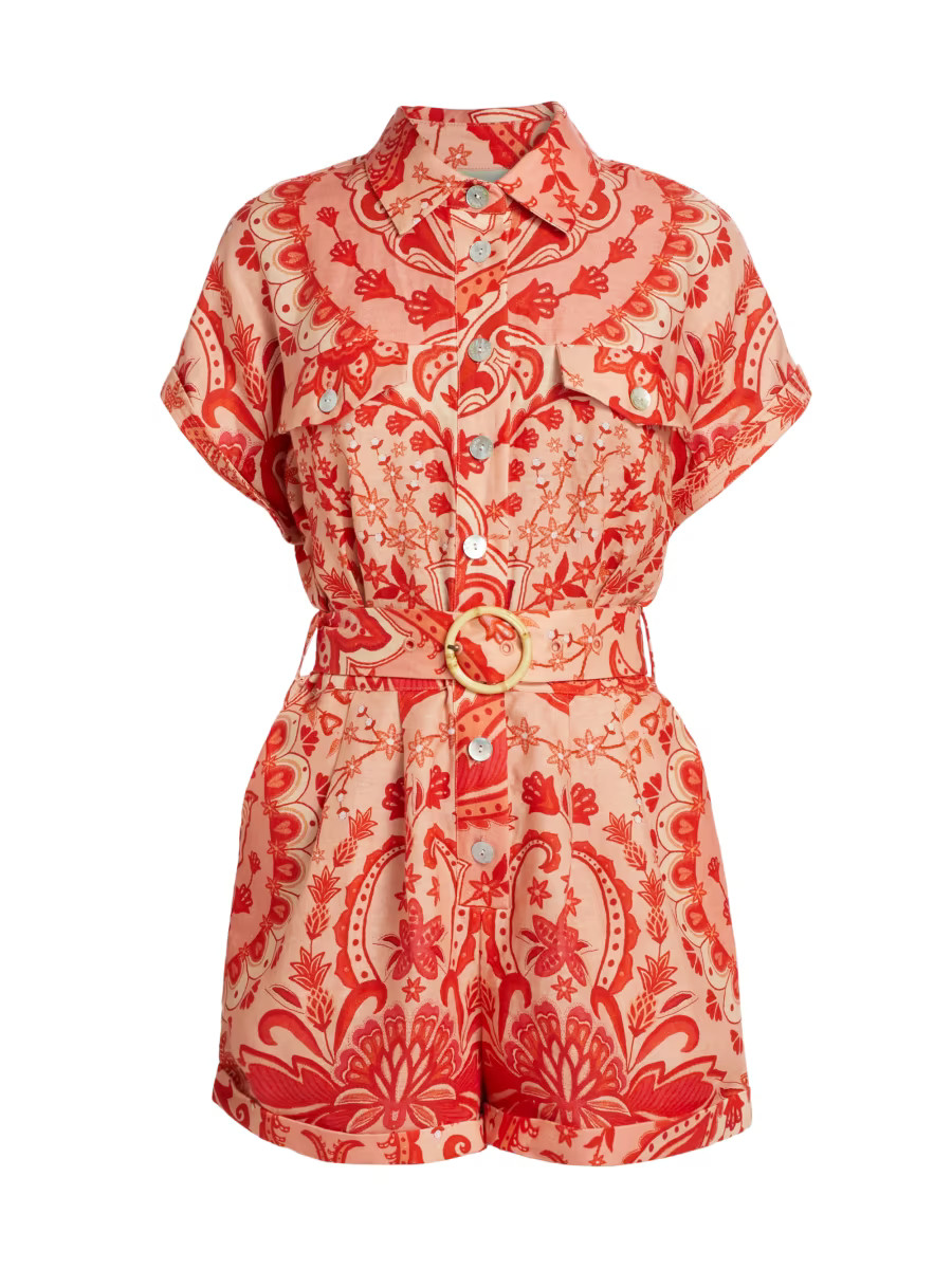Jaipur Linen Belted Romper | Saks Fifth Avenue