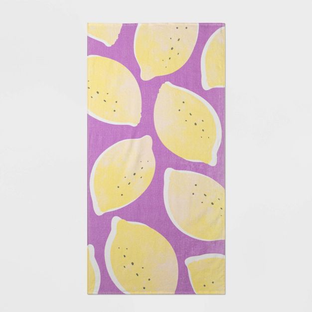 Lemon Printed Bath Towel Purple - Sun Squad™ | Target