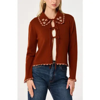 ASTR the Label Keana Cardigan in Rust at Nordstrom, Size Medium | Nordstrom