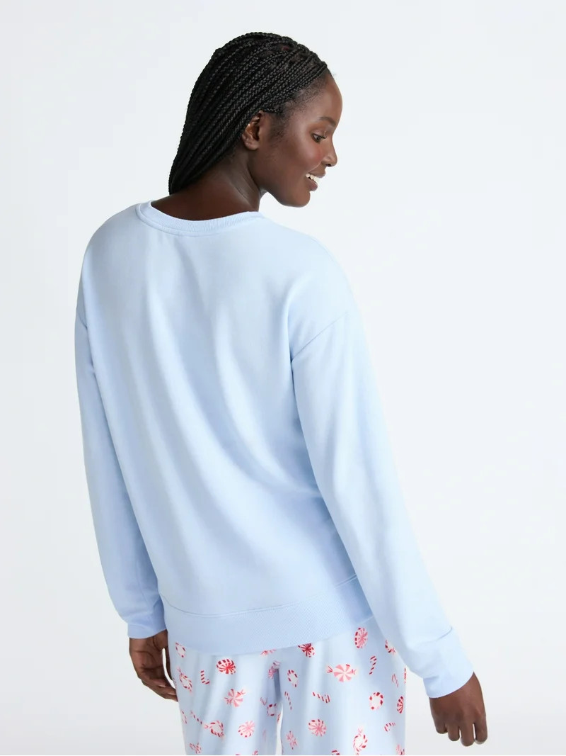 Joyspun Women's Fleece Drop Shoulder Sleep Top with Long Sleeves, Sizes XS-3X | Walmart (US)