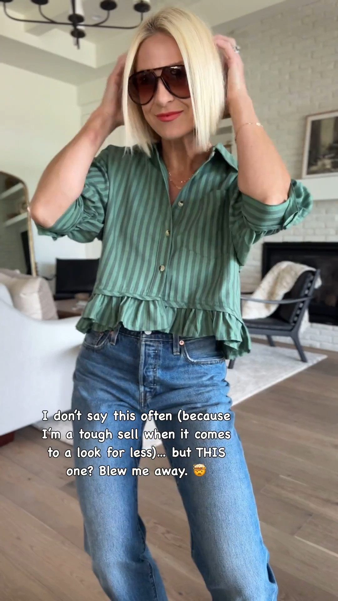 Another AMAZING look for less top! $30 versus $128. More colors!
Fits tts, wearing a medium 
Fave, classic blue jeans. They Fit tts, loose fit

#LTKSeasonal #LTKFindsUnder50