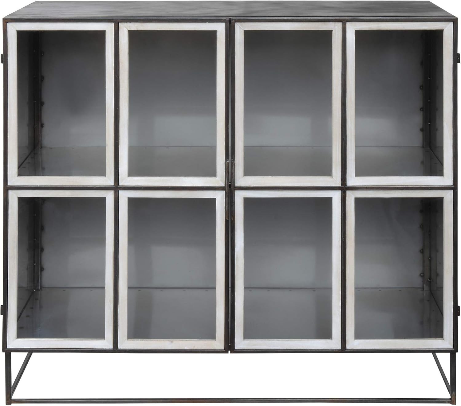 Creative Co-Op Distressed Black Metal & Black Cabinet with 2 Shelves | Amazon (US)