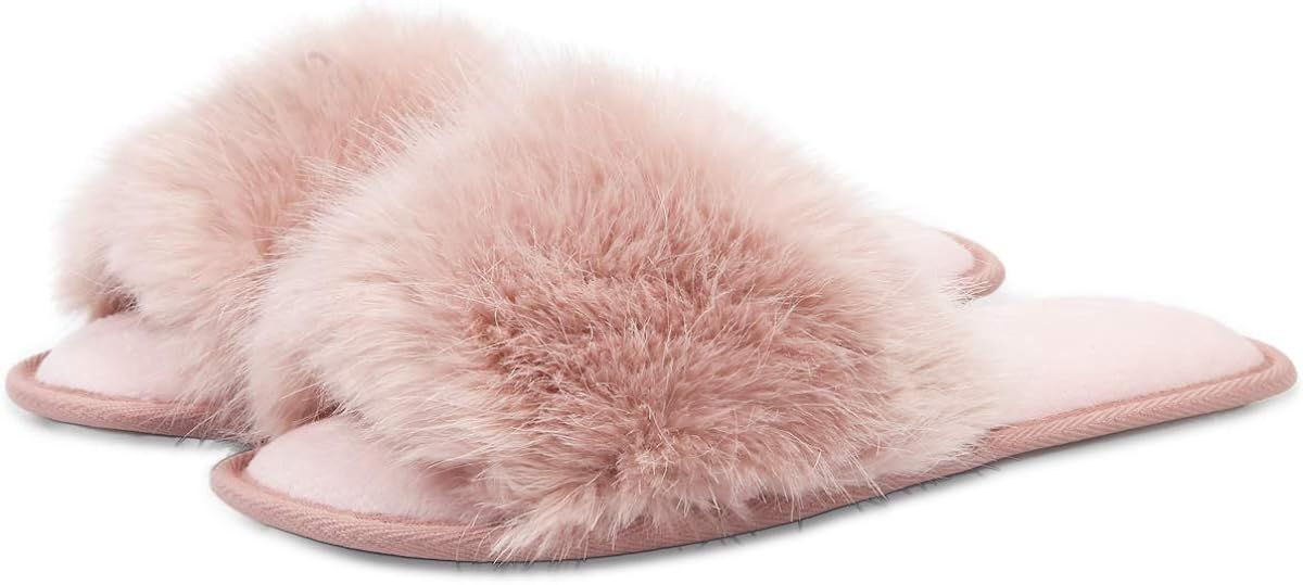 Caramella Bubble Open Toe Fur Summer Slippers Slip on Fluffy Slides for Women | Amazon (US)