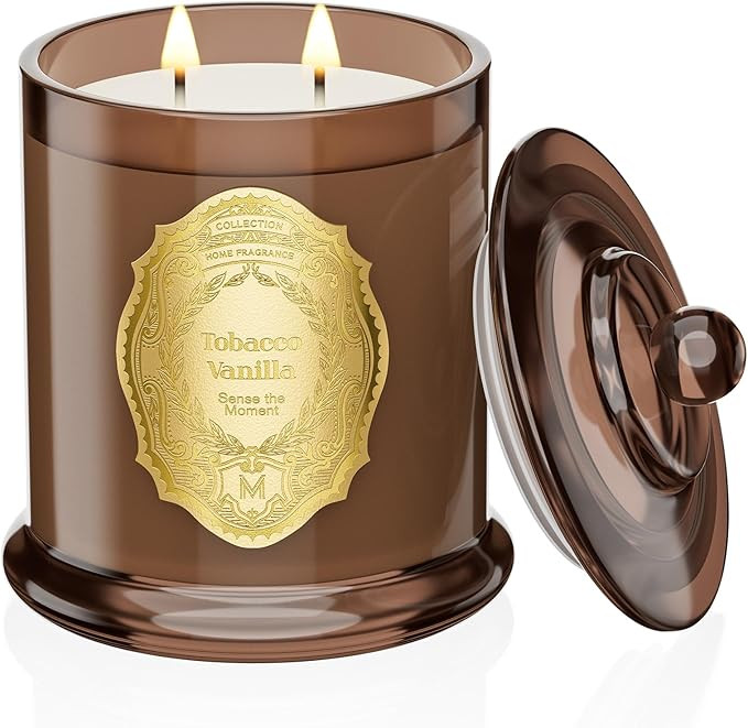 M&SENSE Tobacco Vanilla Candles for Home Scented, 2 Wick 12.7oz Soy Wax Candles Non Toxic,70 Hour... | Amazon (US)