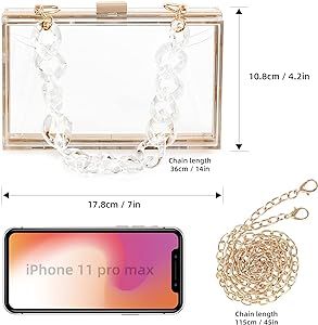 WJCD Women Clear Purse Acrylic Clear Clutch Bag Transparent Crossbody Purse Evening Bag (Double C... | Amazon (US)