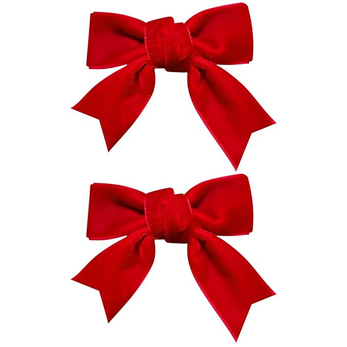 Red Velvet Ribbon Bow Hair Clip 3in Valentines Handmade Cute Alligator Barrettes Bowknot Hair Acc... | Amazon (US)