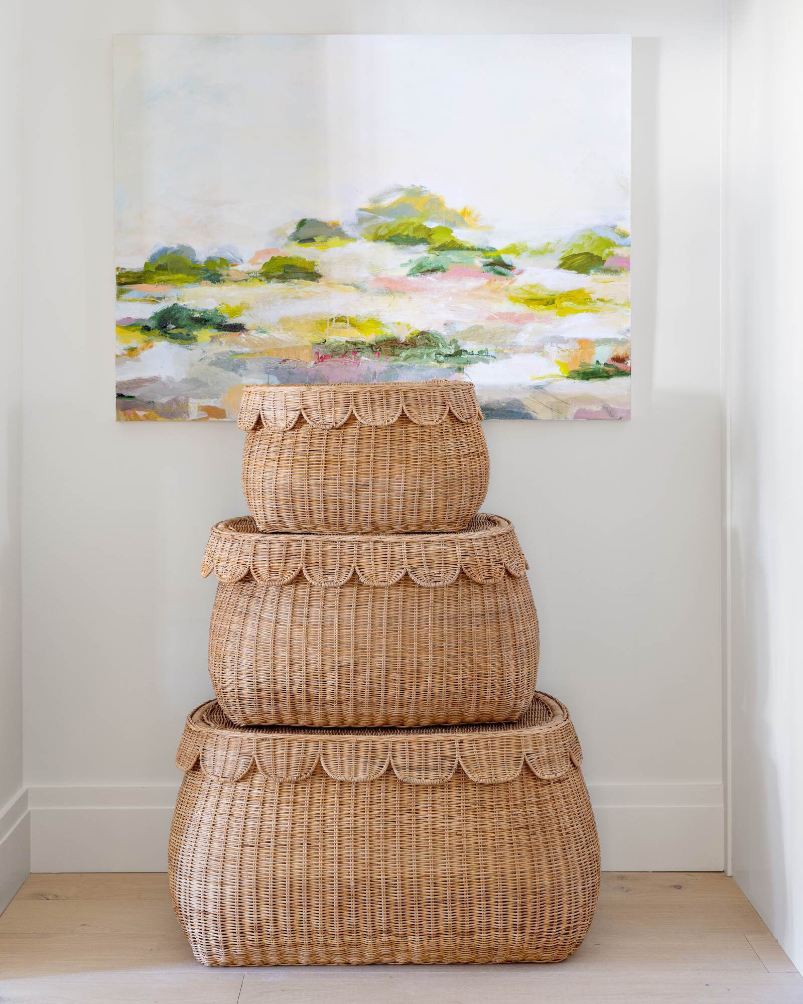 Scallop Rattan Basket | Serena and Lily