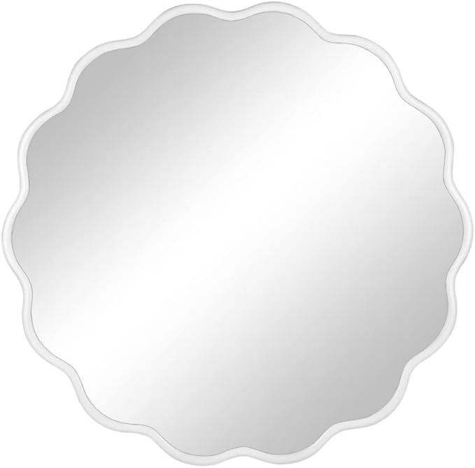 White Mirror for Wall 22 inch Large Decorative Mirror Irregular Rounded Sunburst White Trim Mirro... | Amazon (US)