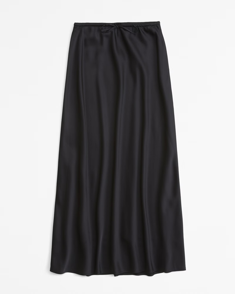 Abercrombie & Fitch Women's Mid Rise Satin Maxi Skirt in Black - Size S | Abercrombie & Fitch (US)