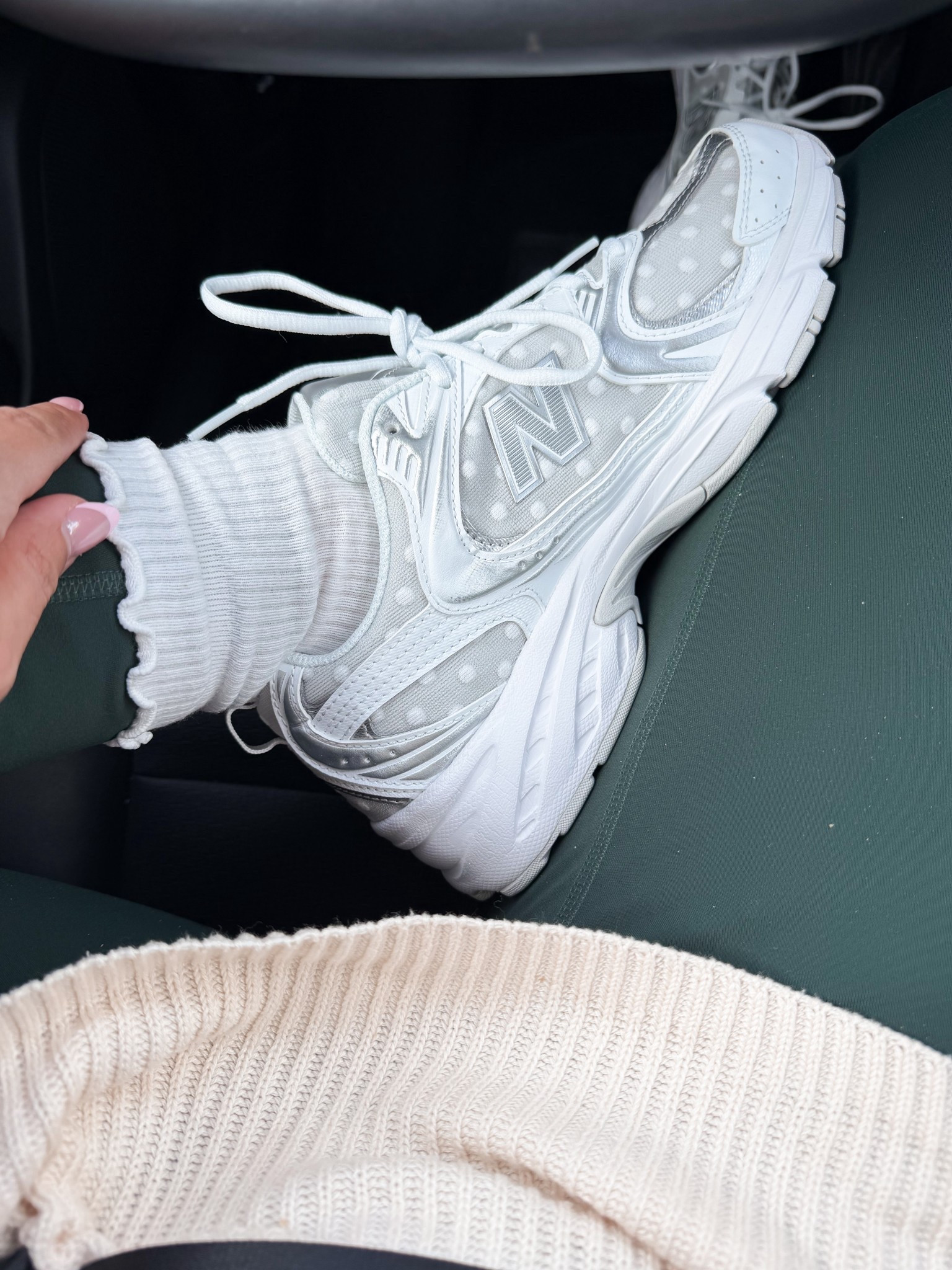 new balance polka dot sneakers 🤍👟 

#LTKSeasonal #LTKootd #LTKActive