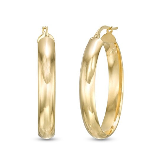 Flat 38.0mm Oval Hoop Earrings in Hollow 14K Gold|Zales | Zales