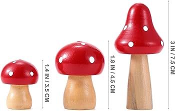 SUPVOX 3pcs Mushrooms Miniature Figurines Mini Wooden Mushrooms Fairy Garden Accessories Flower P... | Amazon (US)