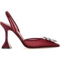 Amina Muaddi Tiziano Red Mesh Begum Pumps | Balardi (US & Canada)