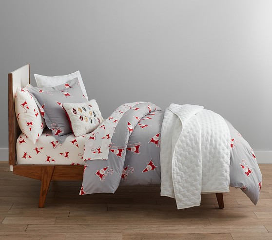 west elm x pbk Modern Smiley Santa Bedding Look | Pottery Barn Kids