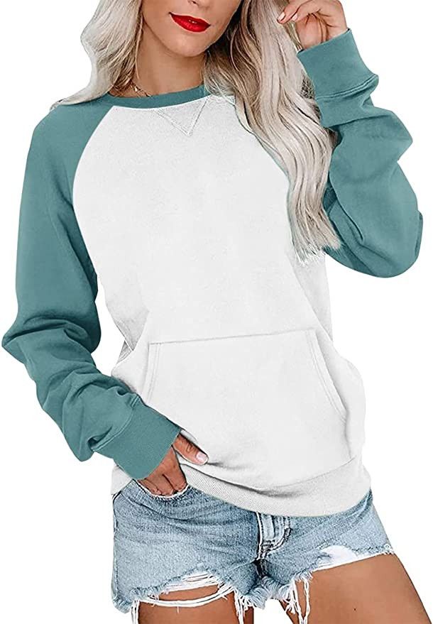 Ovanviso Womens Long Sleeve Sweatshirt Casual Crewneck Cute Pullover Tops Lightweight Sweatshirt ... | Amazon (US)