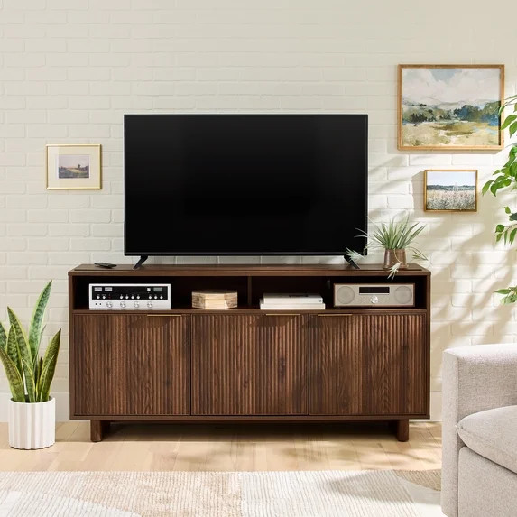 Better Homes & Gardens Lillian Fluted TV Stand for TVs Up to 70", Walnut Finish | Walmart (US)