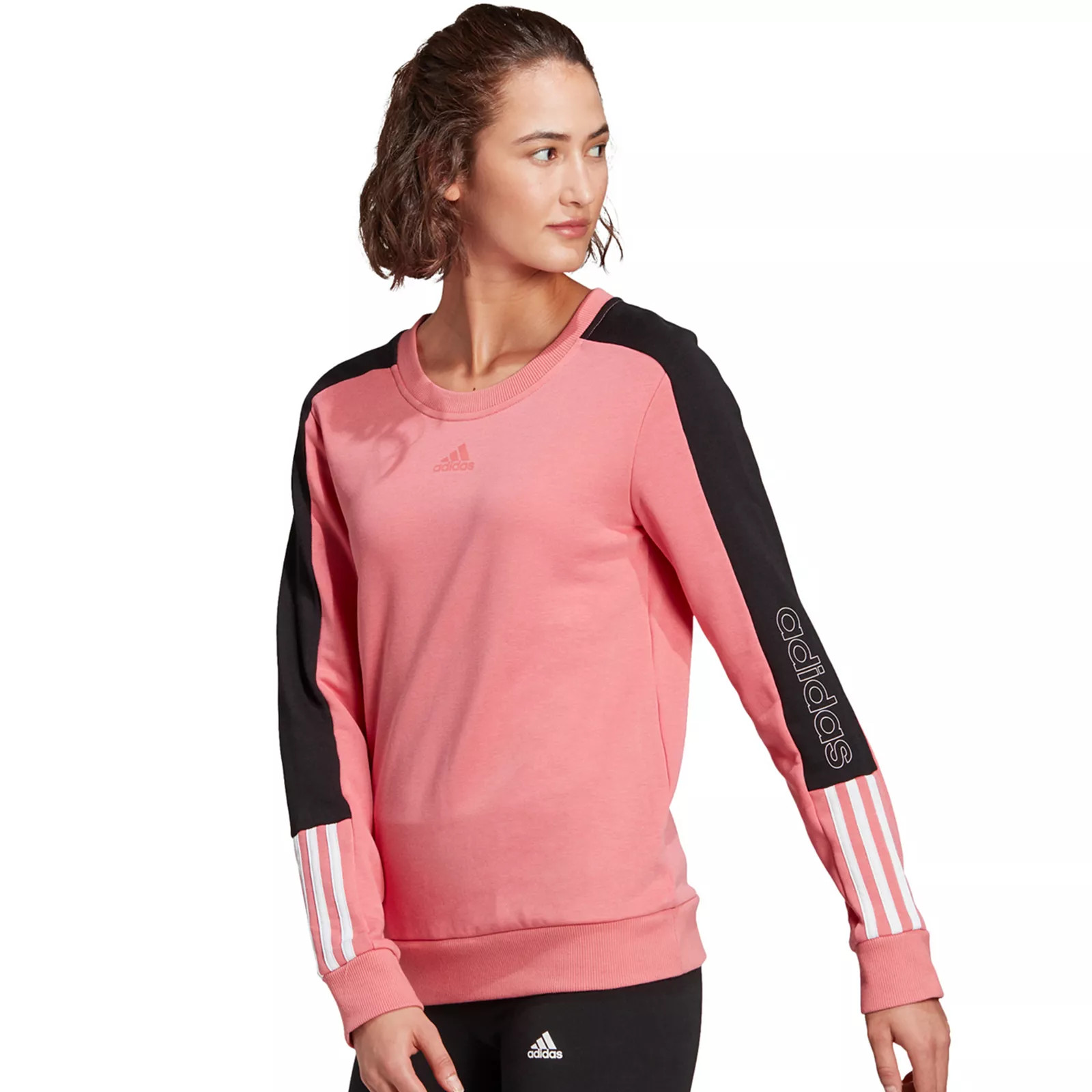 Women's adidas Colorblock Linear Sweatshirt, Size: XS, Pink | Kohl's