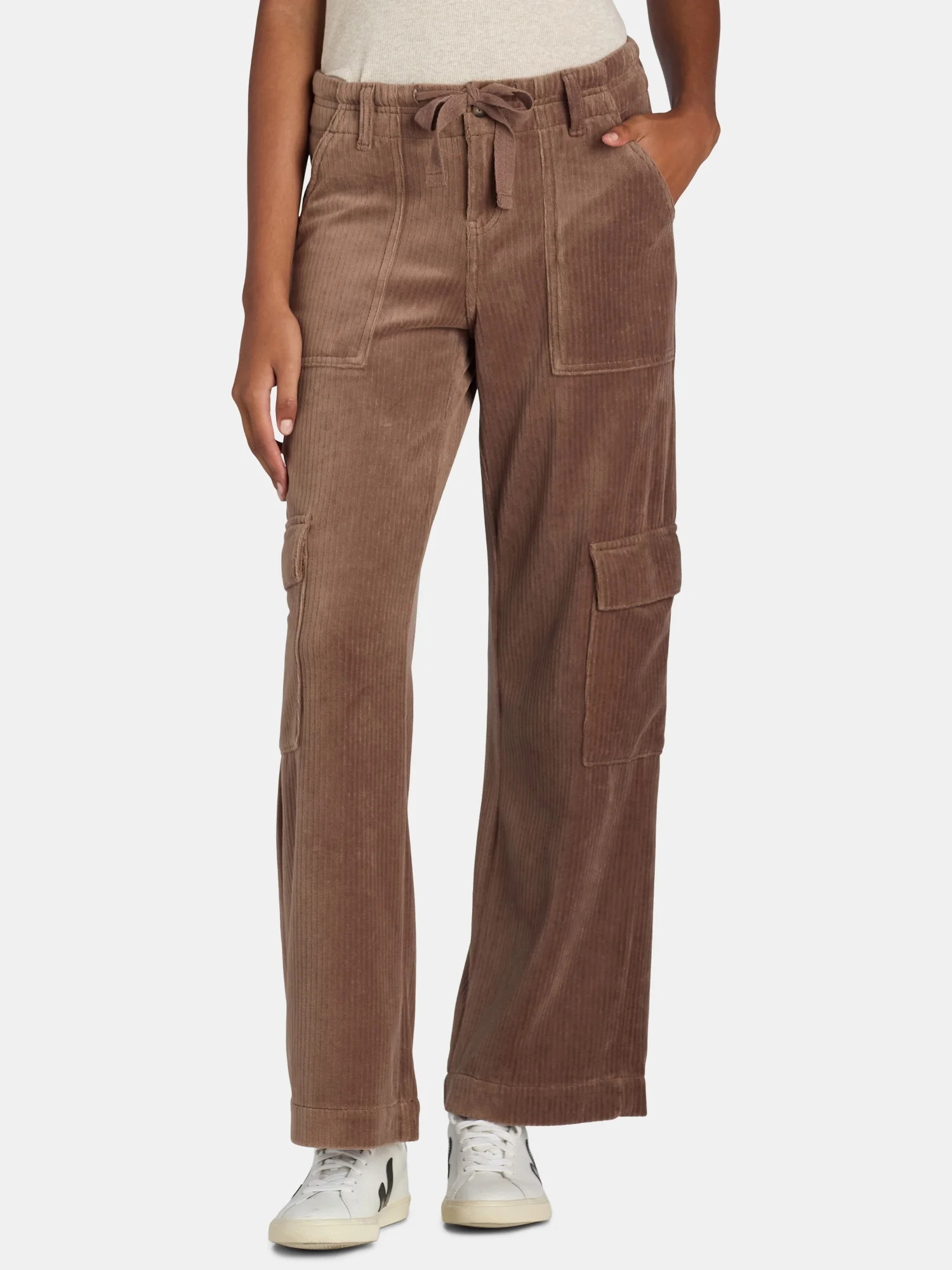 Time and Tru Women’s Knit Cargo Mid Rise Pants, 31" Inseam, Sizes XS-XXXL | Walmart (US)
