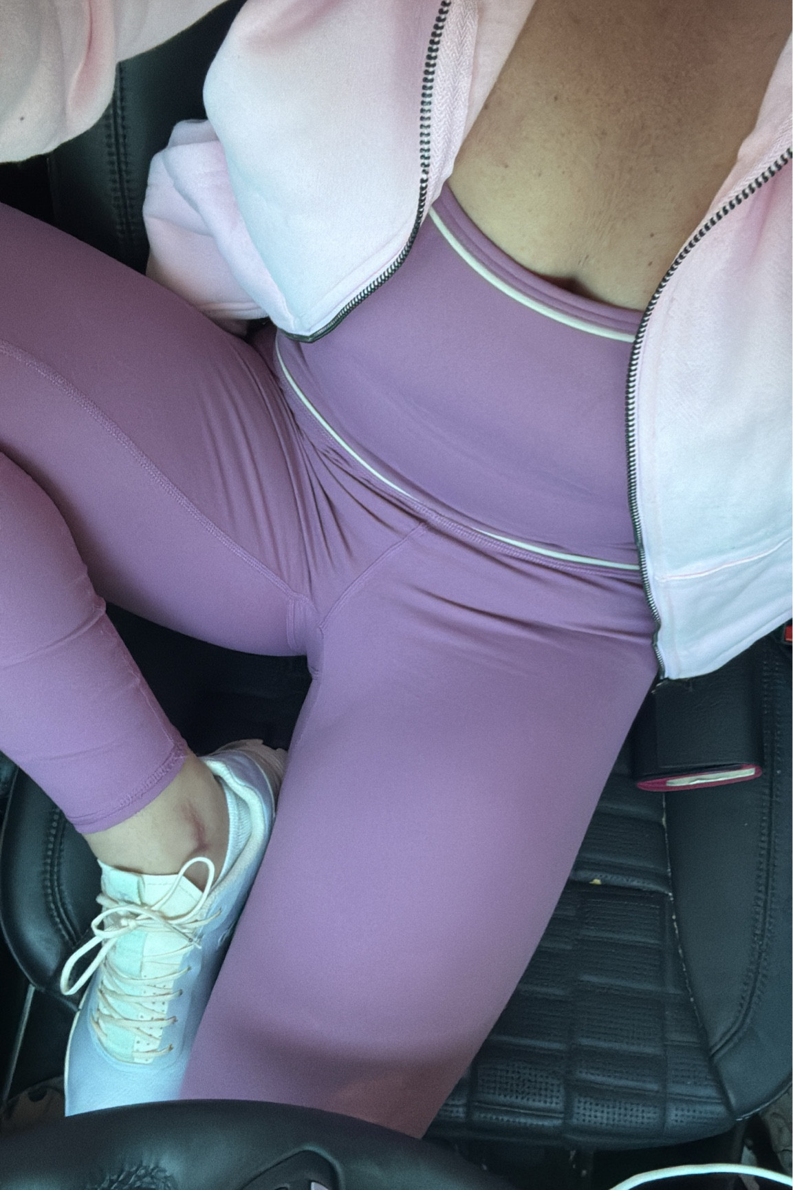 Loving this new mauve pipped set from Target! The color is stunning! High right leggings. 7/8 length so works for petite girlies as well! Wearing medium top and small bottoms! 

Shoes are TTS! 

Athletic wear, athletic set, mauve, gym fit, fit over 30, mom style, casual style, comfy fit, workout 

#LTKFitness #LTKActive #LTKFindsUnder50