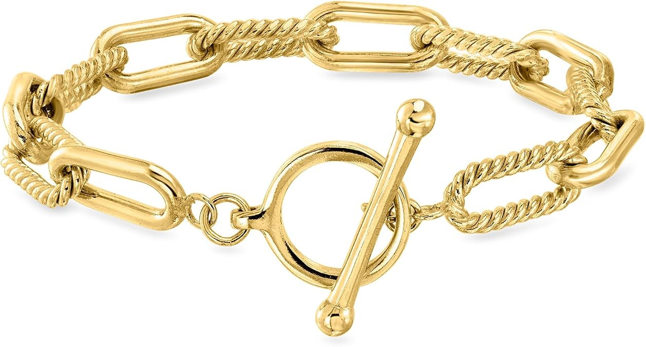 Ross-Simons 14kt Yellow Gold-Plated Paper Clip Link Toggle Bracelet | Amazon (US)